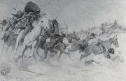 William Herbert Dunton The Custer Fight Sweden oil painting artist